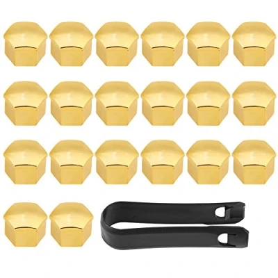 Abbildung von Keenso 20 Stücke Universal Rad Reifen Nabenabdeckungen Lug Nut Schraubenkappe AbdeckungenMutter Schutzkappe Gold 17mm