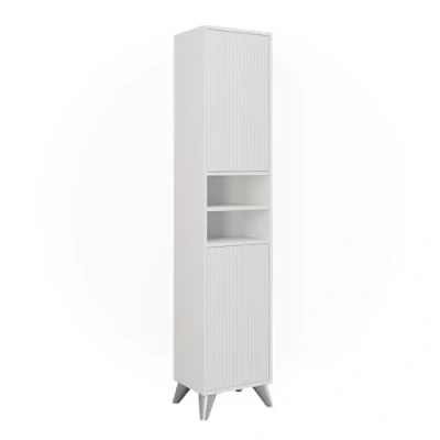 Abbildung von Vicco Badschrank Leano, Weiß, 38 x 180 cm mit 2 Türen