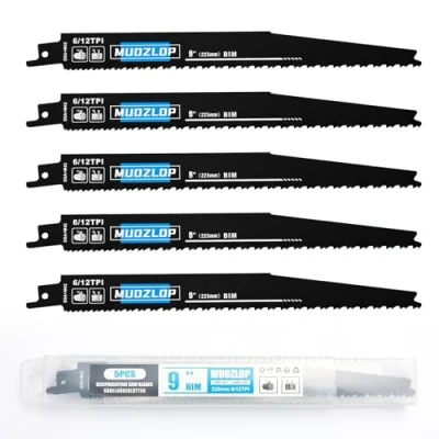 Abbildung von MUOZLOP 5 Pack 9 inch Säbelsägeblätter Set，6/12TPI Sägeblätter für Säbelsäge，für Holz/Metall (5, 6/12TPI 225mm)