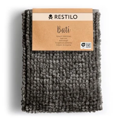 Abbildung von RESTILO Badematte 70 x 120 cm Badteppich Badvorleger rutschfest Bati Stahl