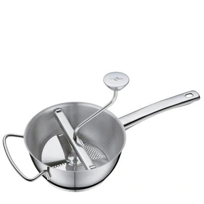 Abbildung von KÜCHENPROFI Passiergerät TRIO aus hochwertigem, rostfreiem Edelstahl, Ø 20 cm, inklusive 3 Aufsatzscheiben (fein, mittel, grob), ideal für Suppen, Saucen &amp; Pürees ohne Konservierungsstoffe