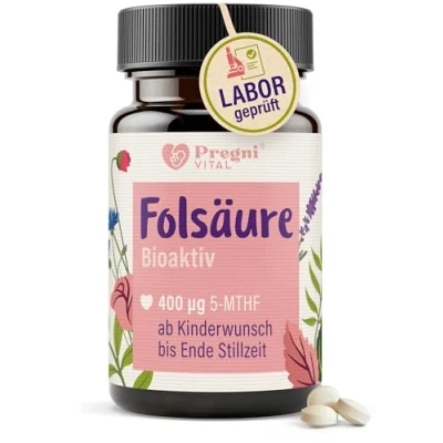 Abbildung von Folsäure Tabletten bioaktiv (L 5 MTHF Ca) von PregniVital® 120 St