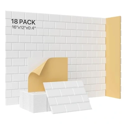 Abbildung von Akustikplatten Selbstklebend, 18 Stück, 30x40x0.9cm, Schallschutzplatten, Studio, Home, Gaming Deko, Schallabsorbierend &amp; Wanddekoration, Schalldämmung Akustikpaneele, Weiß