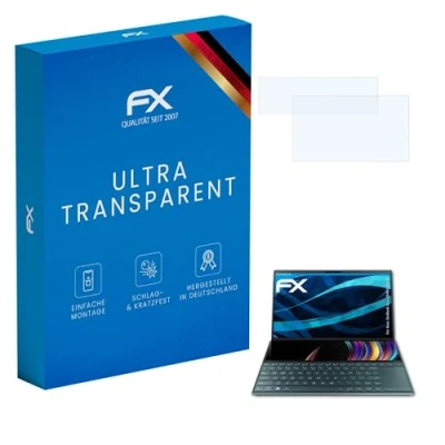 Abbildung von atFoliX Schutzfolie kompatibel mit Asus ZenBook Duo UX481 2019 Folie, ultraklare FX Displayschutzfolie (2er Set)