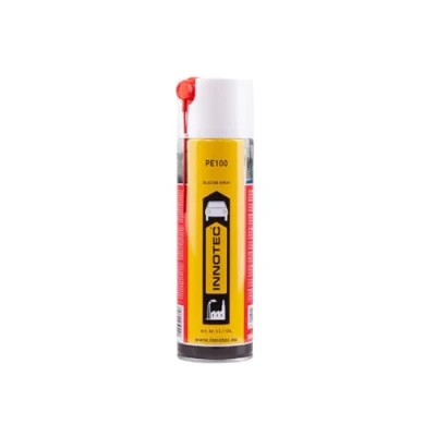 Abbildung von Innotec Silikonspray PE100 Schmiermittel schmiert, pflegt und schützt langanhaltend Gummi , Kunststoff Holz Metallteile Servicespray Beseitigt Knarr Quietschgeräusche 1Stück