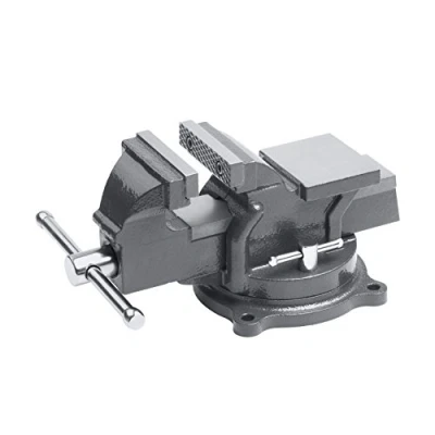 Abbildung von Meister Schraubstock Drehbar 100 mm Spannweite Hochwertige Stahlbacken Sicheres Fixieren von Werkstücken / Tischschraubstock mit Schutzbacken Massiver aus Grauguss 5143500