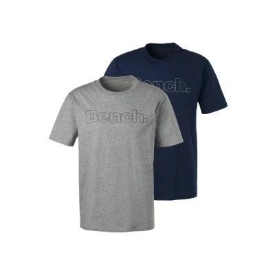Abbildung von Bench 2 PACK Tshirt print, Herren, Größe: Small, Grau meliert/navy