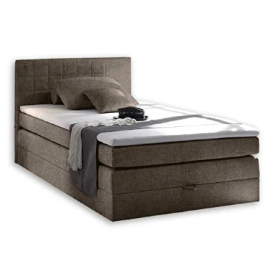 Abbildung von Stella Trading HAWAII 2 Boxspringbett 120x200 mit Bettkasten, Stone Bequemes Bett 7 Zonen Federkern Matratze H2 H3 &amp; Komfortschaum Topper 121 x 107 209 cm (B/H/T)