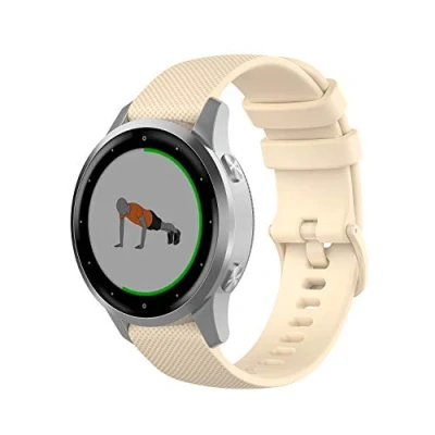 Abbildung von Wownadu 18mm Quick Release Bands Kompatibel für Garmin Vivoactive 4S/Vivomove 3S/Venu 2S, Forerunner 255S/255S Music/265S Armband Elfenbein Silikon Sport Damen Herren Ersatzarmband, Zubehör