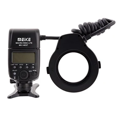 Abbildung von Meike MK 14EXT Makro TTL Ringblitz für Nikon mit LED Hilfslicht Blitzgerät