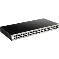 Abbildung von D Link DGS 1210 48/E 48 Port Smart Managed Gigabit Switch (48x 10/100/1000Mbit/s, 4x Glasfaser SFP/Combo Ports, lüfterlos &amp; energiesparend) Nur EU Netzkabel