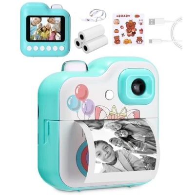 Abbildung von Ixydor Kinderkamera Sofortbildkamera,1080P 2,4 Zoll Bildschirm DigitalKamera Kinder mit 3 Rollen Druckpapier &amp; 32GB Karte,Weihnachten Geschenke für Jungen und Mädchen 12 Jahre (Blau)