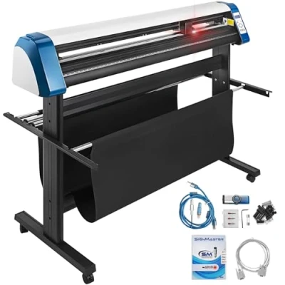 Abbildung von VEVOR Schneidegerät 135 cml Vinyl Cutter Halbautomatische DIY Drucker Schneidemaschine Manuelle Positionierung Zeichen schneiden mit Bodenständer Signmaster Software