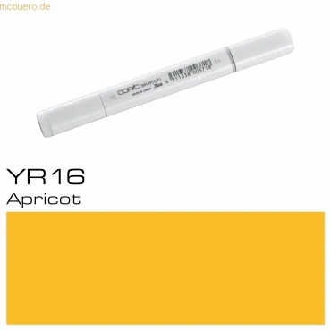 Abbildung von COPIC Sketch Marker Typ YR 16, Apricot, professioneller Pinselmarker, mit einer Super Brush Spitze und Medium Broad