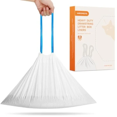 Abbildung von MeoWant Katzentoiletten Müllsack, Katzentoilettenbeutel, Katzenklo Müllbeutel, Litter Box Liners, Müllbeutel Katzentoilettenbeutel Mit Zugbändern Für MW LR01 Automatische Katzentoilette, 20 Stück