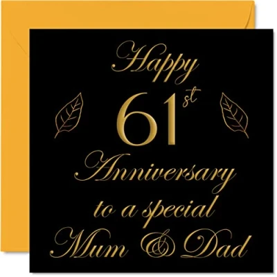 Abbildung von Stuff4 Grußkarten zum 61. Hochzeitstag für Vater, Mutter, Eltern, Papa, Hochzeitstag, 145 mm x
