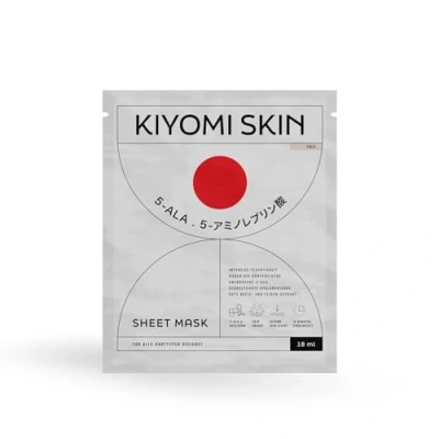 Abbildung von KIYOMI SKIN Feuchtigkeitsspendende 5 ALA Tuchmaske 18ml mit Hyaluron, Niacinamide und Reisferment Filtrat Feuchtigkeitsmaske bei trockener Haut dermatest sehr gut Gesichtsmaske Glow