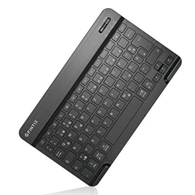 Abbildung von Fintie Ultradünn Bluetooth Tastatur, deutsche Layout QWERTZ für iPad/iPhone Tablet Tastatur (iPad 10.2/9.7, Air 5/4/3/2/1, iPad Pro 12.9/11/10.5/9.7, 4/3/2/1)