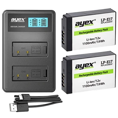 Abbildung von ayex 2X LP E17 Akkus Passend für zB Canon EOS 800D 760D 750D 200D 77D M6 M3 Inkl. USB Dual Ladegerät