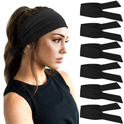Abbildung von DRESHOW 6 Stück Damen Boho Stirnband Kopfband Haarband Gedruckt Stirnbänder Knoten Verdrehtes Elastische Kopf Wickeln Niedlich Haarschmuck für Mädchen