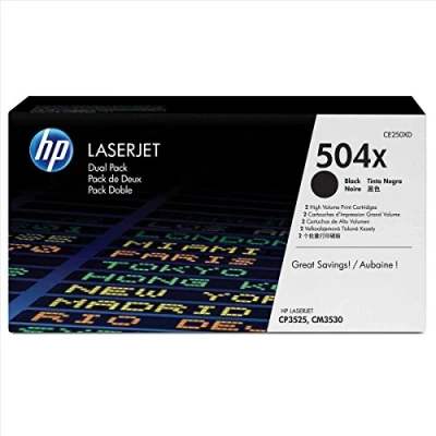 Abbildung von HP 504X dual schwarz toner 20.000 seiten CE250XD original