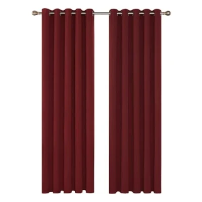 Abbildung von Deconovo Verdunkelungsvorhang Kälteschutz Gardinen Schlafzimmer Kälteschutzvorhang Blickdicht, 274x229 cm(HöhexBreite), Rot, 2er Set