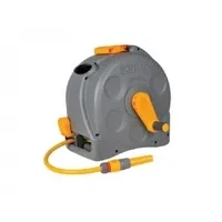Abbildung von Hozelock Kompakte 2 in 1 Schlauchtrommel, Wandmontierte Rolle, Manuell, Funktional, Grün, PVC, Freistehend, Wand montiert