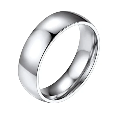 Abbildung von PROSTEEL Herren 6mm breit Band Ring 18k vergoldet hochglanzpoliert Partnerring Ehering schlicht Verlobungsring Trauring Modeschmuck für Hochzeit Jahrestag, Größe 69
