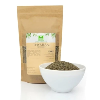 Abbildung von Thymian getrocknet Gewürz 500g (2 * 250g) von der Grünen Essenz gerebelt schonend Kräuter Top Qualität Tee Hochwertiger Exquisites (500 Gramm)