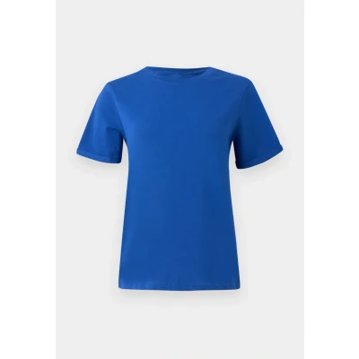 Abbildung von Pieces Pcria FOLD UP Solid TEE Tshirt basic, Damen, Größe: Large, Mazarine blue