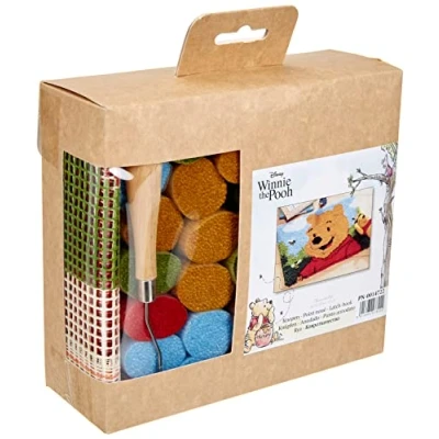 Abbildung von Vervaco Knüpfteppich Winnie The Pooh Knüpfpackung zum Selbstknüpfen eines Teppichs, Stramin, weiß, 45 x 35 0,3 cm