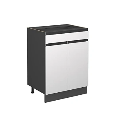 Abbildung von Vicco Unterschrank R Line, Weiß/Anthrazit, 60cm J Shape, Schublade, ohne Arbeitsplatte