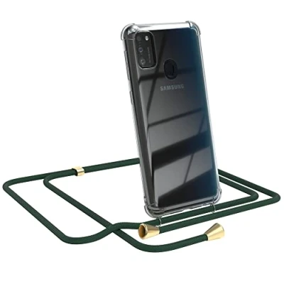 Abbildung von EAZY CASE Handykette kompatibel mit Samsung Galaxy M30s / M21 Handyhülle Umhängeband, Handykordel Schutzhülle, Silikonhülle, Hülle Band, Stylische Kette für Smartphone, Grün