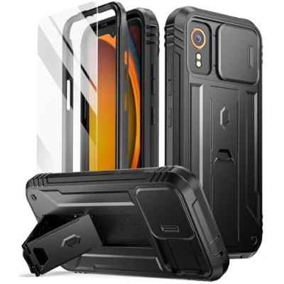 Abbildung von POETIC Revolution Hülle Kompatibel mit Galaxy Xcover 7 5G, [Schiebe Kameraabdeckung], [20 Fuß Mil Grade Falltest], Ganzkörper Schutzhülle in Militärqualität, robust, stoßfest, Ständer, Schwarz