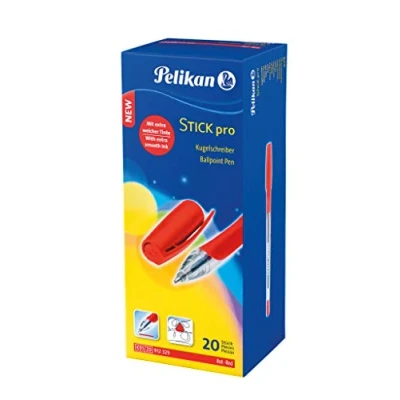 Abbildung von Pelikan Kugelschreiber Stick pro, 1 Box mit 20 Stück, Schreibfarbe: rot