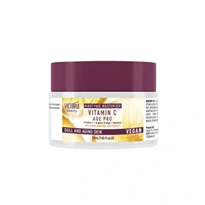 Abbildung von Victoria Beauty Vitamin C Nachtcreme, Anti Aging Gesichtscreme gegen Falten und Augenringe, Creme mit Squalan für Frauen Männer, Brightening Skincare, 50ml