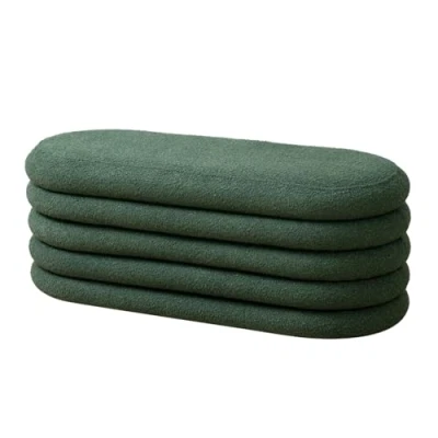 Abbildung von SVITA Blossom XL Hocker mit Stauraum Sitzbank Sitztruhe Sitzhocker Aufbewahrungsbox Polsterbank bis 300 kg belastbar Ottomane Boucle Bezug Dunkelgrün
