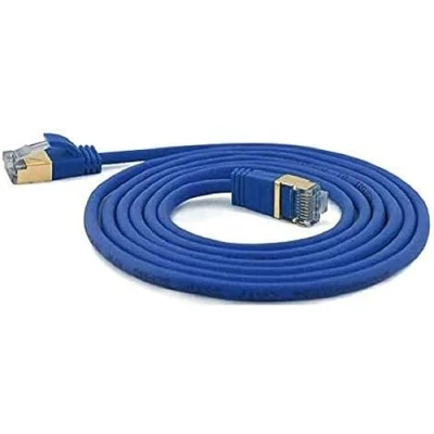 Abbildung von wantecWire Extra dünnes Patchkabel CAT.7 Kabel, CAT.6 Stecker SSTP geschirmt, Länge 0.1 m, blau