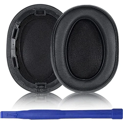 Abbildung von Aiivioll Ersatz Ohrpolster Kompatibel mit Sony MDR 100ABN WH H900N Kopfhörern Ohrpolster, Ohrmuscheln, Protein PU Leder Reparaturteile(schwarz)