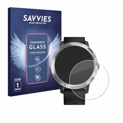 Abbildung von Savvies Panzer Schutz Glas für Garmin Vivoactive 3 / Forerunner 45 Approach S40 9H Hartglas, Anti Fingerprint, Displayschutz