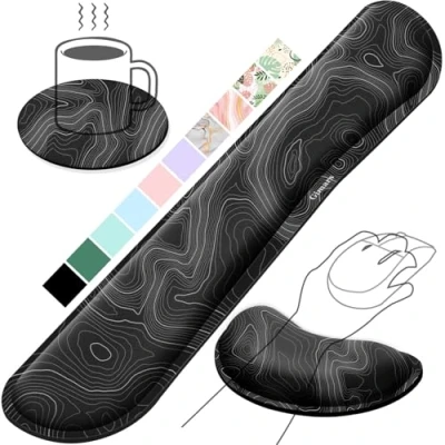 Abbildung von Gimars Handballenauflage Tastatur, Ergonomisches Tastatur mauspad mit gelkissen Memory Foam Handauflage, Handgelenkauflage für Tippen Schmerzlinderung, Komfort Büro, Gaming