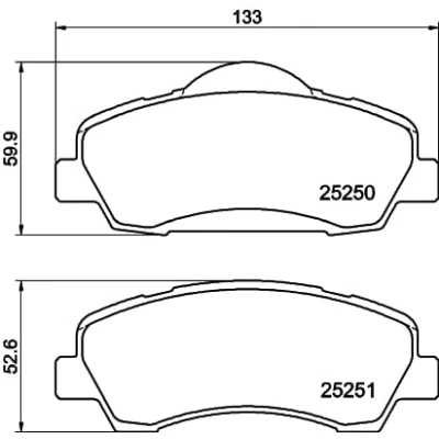 Abbildung von HELLA 8DB 355 020 771 Bremsbelagsatz nicht für Verschleißwarnanzeiger vorbereitet mit Bremssattelschrauben Zubehör PEUGEOT: 308 SW 2