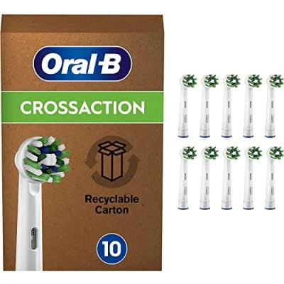 Abbildung von Oral B CrossAction Aufsteckbürsten für elektrische Zahnbürste, 10 Stück, ganzheitliche Mundreinigung mit CleanMaximiser Borsten, Zahnbürstenaufsatz Zahnbürsten, briefkastenfähige Verpackung