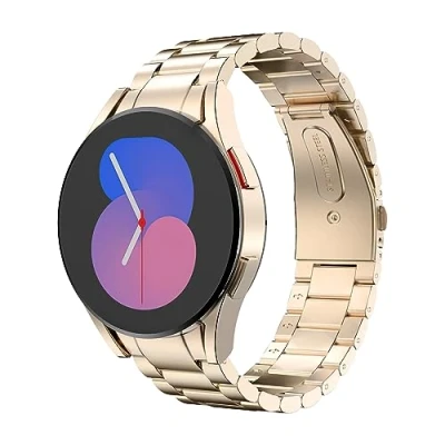 Abbildung von MoKo Metall Armband Kompatibel mit Samsung Galaxy Watch 7 FE 6 5 4 40mm 44mm/Watch Classic 43mm 47mm/Watch Pro 45mm/4 42mm 46mm, Edelstahl Ersatzarmband Uhrenarmband, Roségold