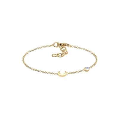 Abbildung von Elli Armband Damen Halbmond Stern Filigran mit Mondstein in 925 Sterling Silber Vergoldet