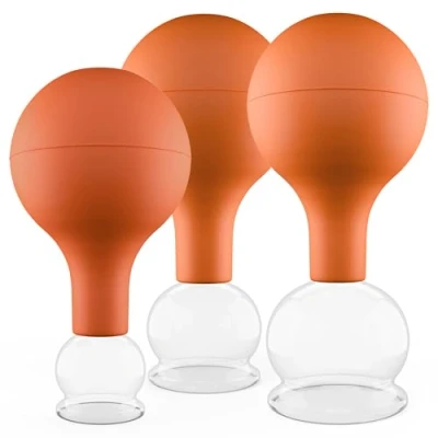 Abbildung von pulox Vakuum Massager Schröpfgläser Set aus Echtglas 3 Stück 2,5cm, 3,2cm, 4cm