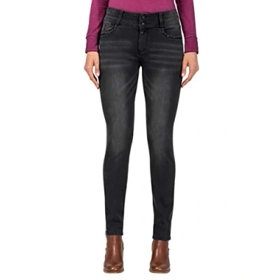 Abbildung von Timezone Damen EnyaTZ Womanshape Slim Jeans, Black Brushed Wash 9058, 25W / 32L