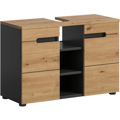 Abbildung von INOSIGN Waschbeckenunterschrank &quot;REHAT, Breite 63 cm, 2 Türen, Einlegeboden, mit Siphonausschnitt&quot;, Soft Close Funktion, eingefasste Griffaussparung in der Front