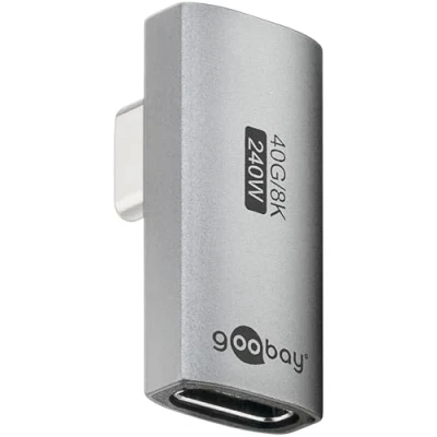 Abbildung von goobay USB C Adapter 240W 40 Gbit Verlängerung 90 vertikal rotiert USB4 (Stecker auf Buchse) / 4.0 Adpter 8K@60 Hz, abwärtskompatibel 3.1, 2.0/74443