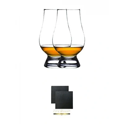 Abbildung von The Glencairn Glass Whisky Glas Stölzle 2 Stück + Schiefer Glasuntersetzer eckig ca. 9,5 cm Ø